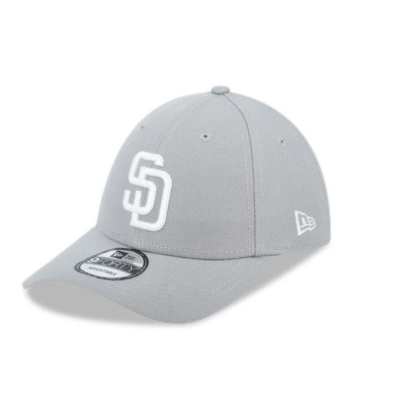 San Diego Padres New Era MLB 9FORTY 940 Adjustable Cap Hat Gray Crown/Visor White Logo