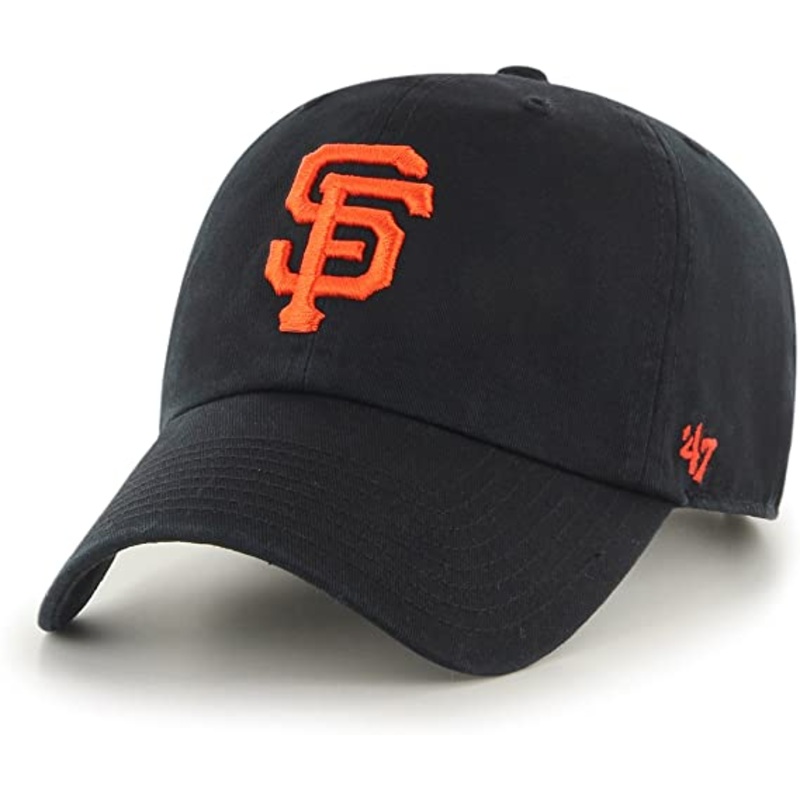 San Francisco Giants ’47 Brand Clean Up Adjustable Cap Hat Black Crown/Visor Orange Logo