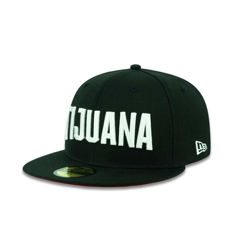 Toros de Tijuana New Era LMB 59FIFTY 5950 Fitted Cap Hat Black Crown/Visor White “TIJUANA” Logo