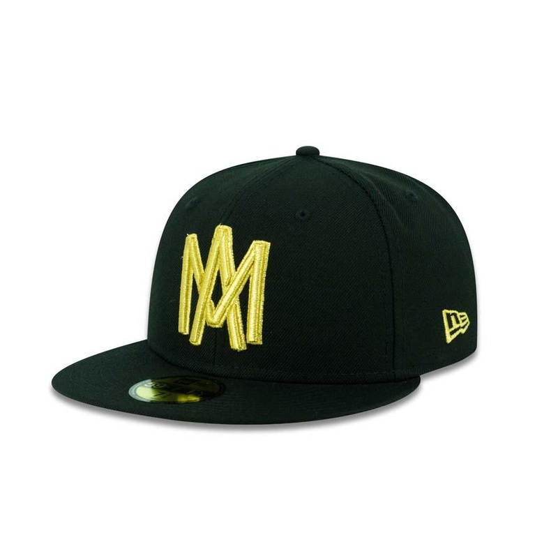 Aguilas de Mexicali New Era 9FIFTY 950 Snapback Cap Hat Black Crown/Visor Metallic Gold Logo