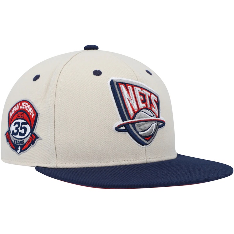 Mitchell & Ness New Jersey Nets Cream 35 Years Hardwood Classics Fitted Hat