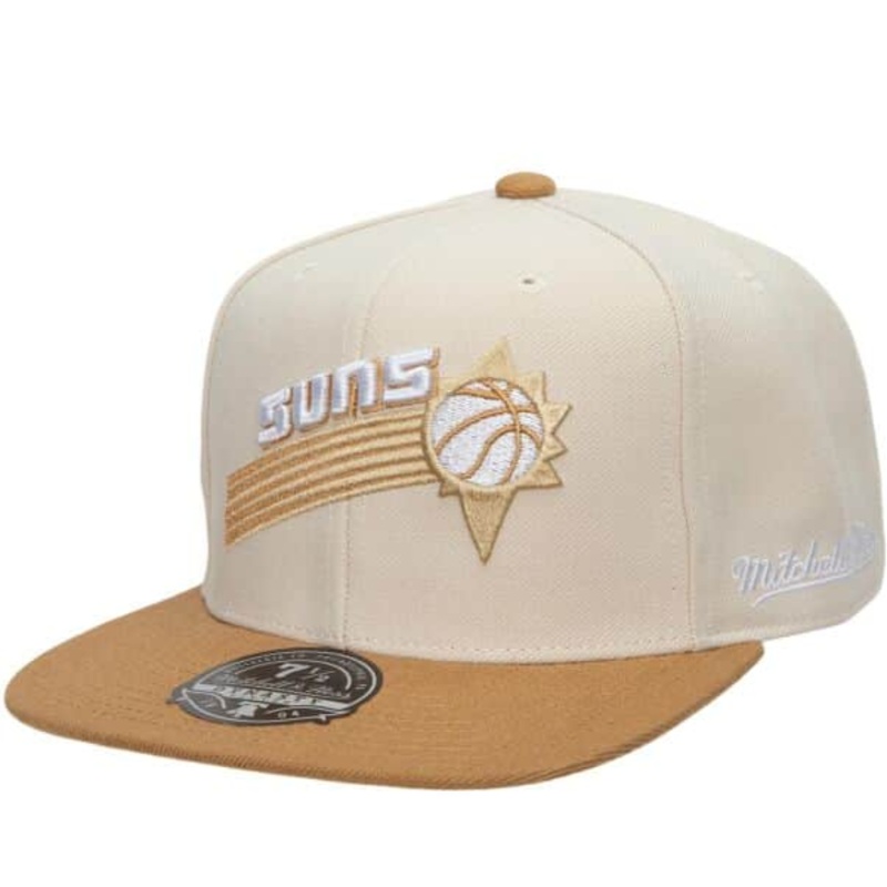 Mitchell & Ness Phoenix Suns Sandman Cream/Light Brown Hardwood Classics Fitted Hat