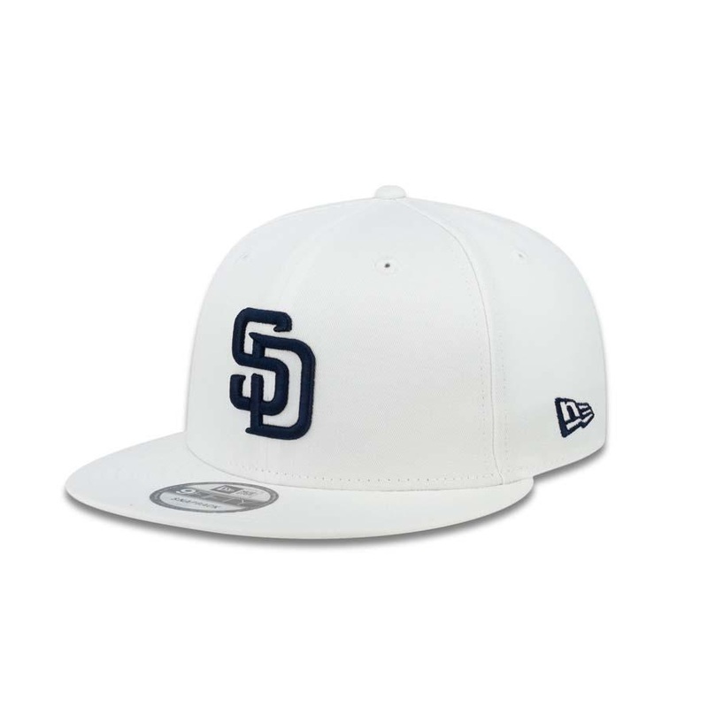 San Diego Padres New Era MLB 9FIFTY 950 Snapback Cap Hat White Crown/Visor Navy Logo