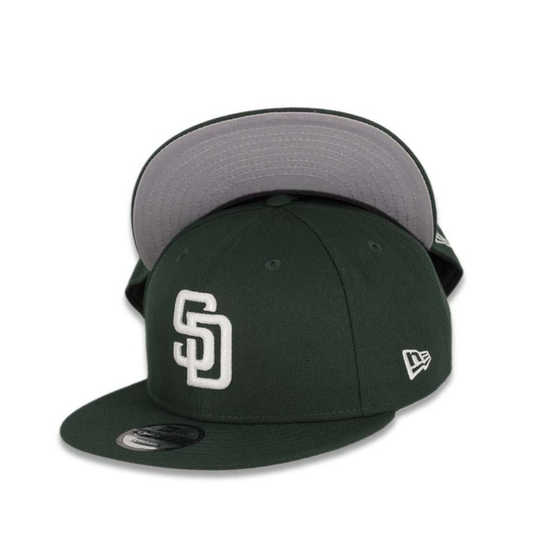 San Diego Padres New Era MLB 9FIFTY 950 Snapback Cap Hat Dark Green Crown/Visor White Logo