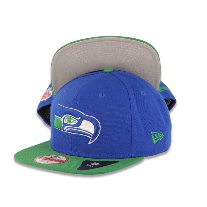 Seattle Seahawks New Era NFL 9FIFTY 950 Snapback Cap Hat Royal Blue Crown Green Visor Team Color Logo
