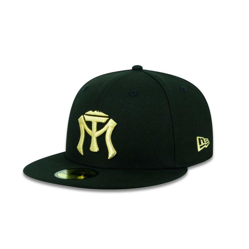 Sultanes de Monterrey New Era 59FIFTY 5950 Fitted Cap Hat Black Crown/Visor Metallic Gold Logo