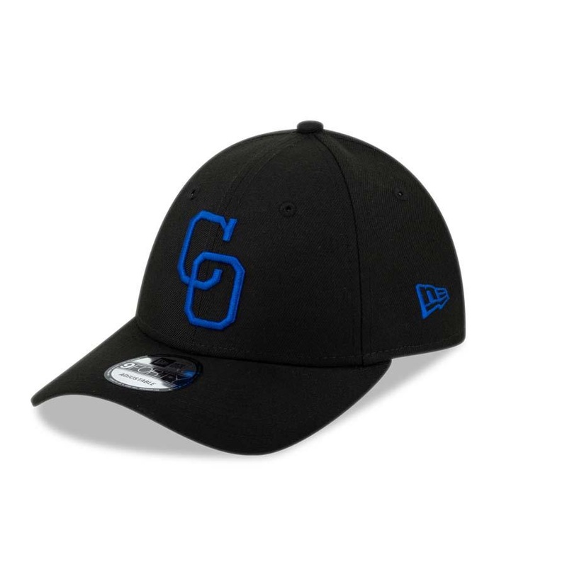 Yaquis de Obregon New Era 9FORTY 940 Adjustable Cap Hat Black Crown/Visor Royal Blue “CO” Logo