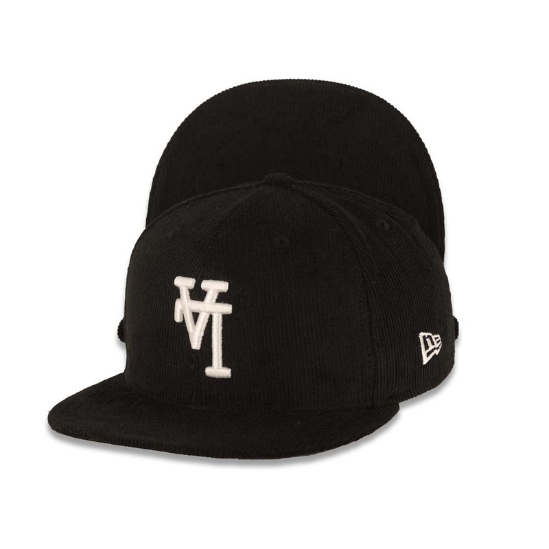 (Corduroy) Los Angeles Dodgers New Era MLB 59FIFTY 5950 Fitted Cap Hat Black Crown/Visor White Upside Down Logo Black UV