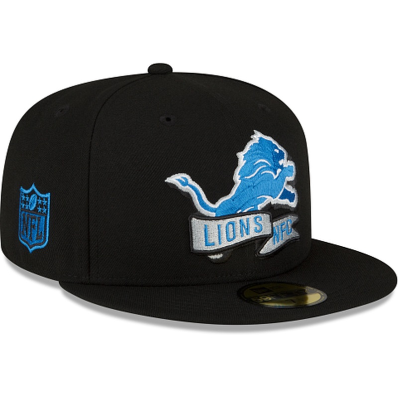 New Era Detroit Lions 2022 Sideline Black 59FIFTY Fitted Hat