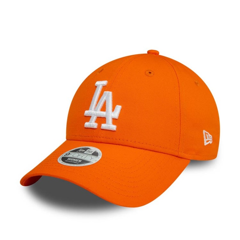 (Women) Los Angeles Dodgers New Era MLB 9FORTY 940 Adjustable Cap Hat Orange Crown/Visor White Logo