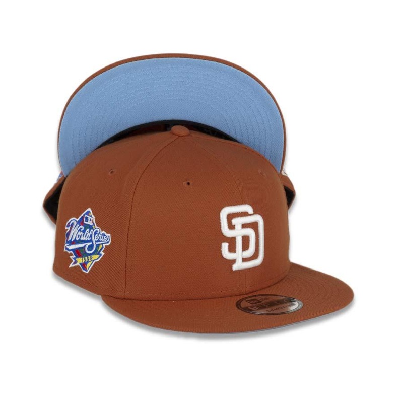 San Diego Padres New Era MLB 9FIFTY 950 Snapback Cap Hat Orange Crown/Visor White Logo 1998 World Series Side Patch