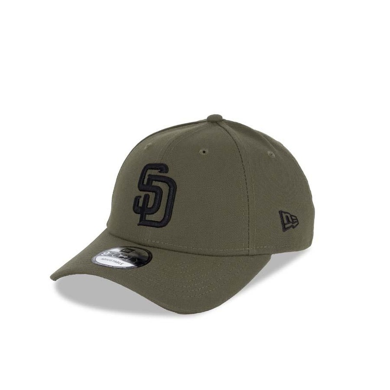 San Diego Padres New Era MLB 9FORTY 940 Adjustable Cap Hat Olive Green Crown/Visor Black Logo