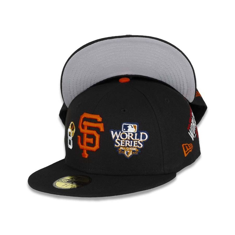 San Francisco Giants New Era MLB 59FIFTY 5950 Fitted Cap Hat Team Color Black Crown/Visor Orange Logo Count the Ring