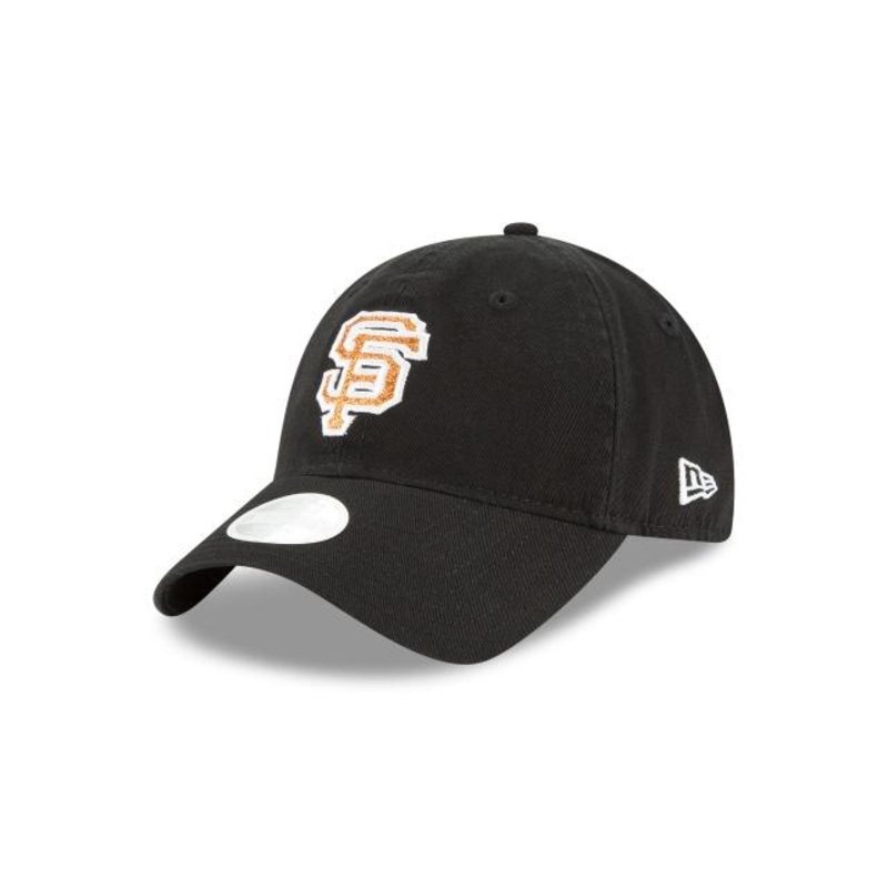 (Women) San Francisco Giants New Era 9TWENTY 920 Adjustable Cap Hat Black Crown/Visor Metallic Gold Logo