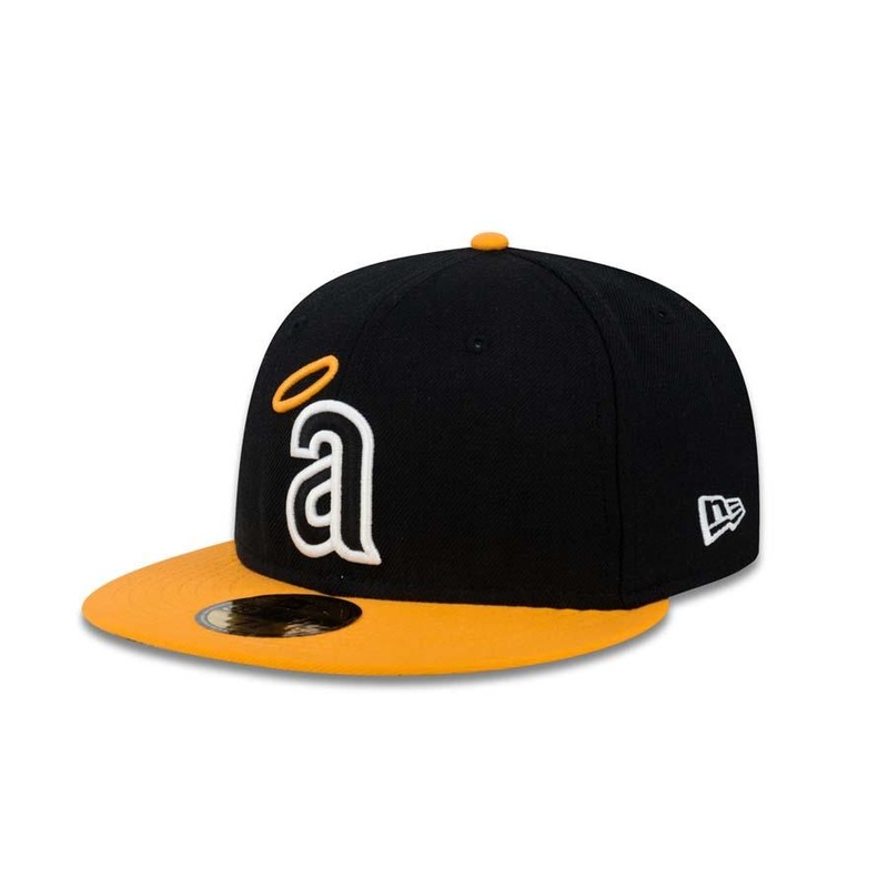 Californa Angels New Era MLB 59FIFTY 5950 Fitted Cap Hat Black Crown Yellow Visor White/Yellow Logo