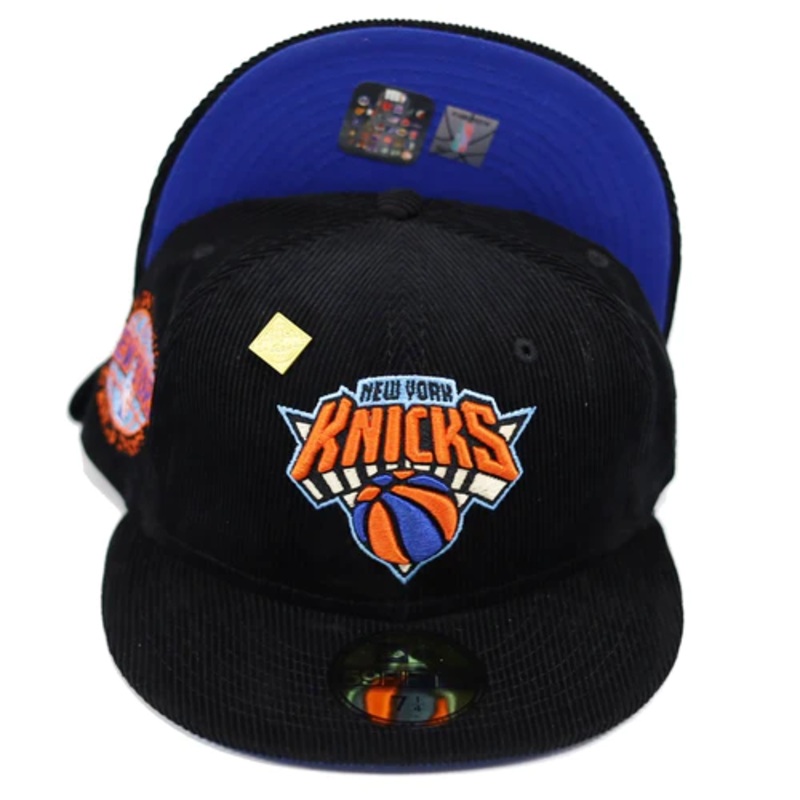 New Era New York Knicks Black Corduroy 2x World Champs 59FIFTY Fitted Hat