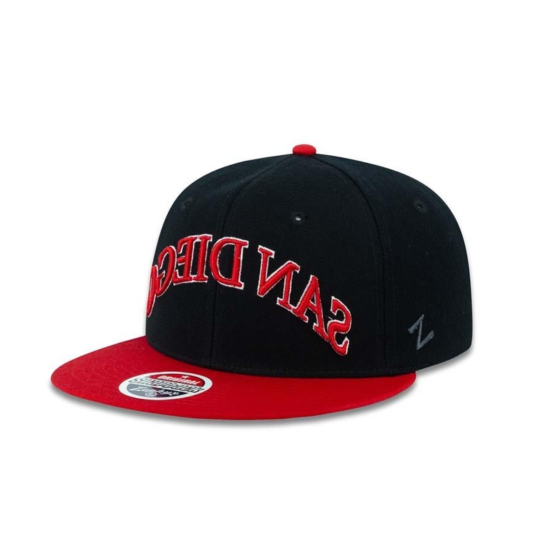 San Diego Zephyr Snapback Cap Hat Black Crown Red Visor Logo Flipped
