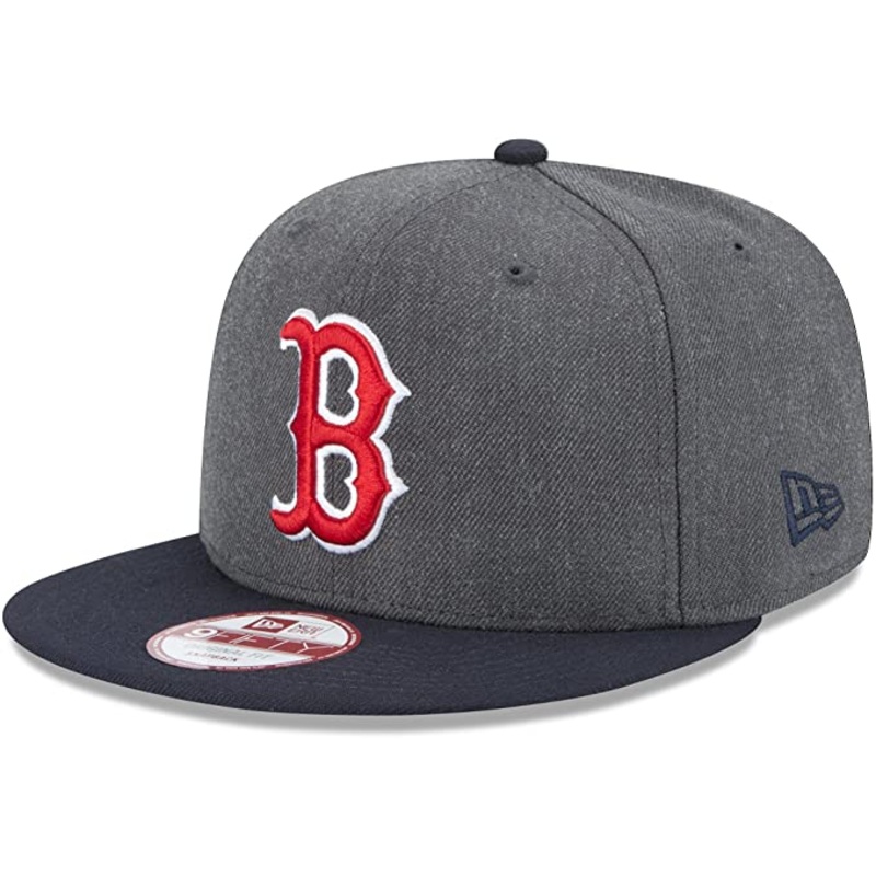 Boston Red Sox New Era MLB 9FIFTY 950 Snapback Cap Hat Heather Dark Gray Crown Navy Visor Team Color Red/White Logo