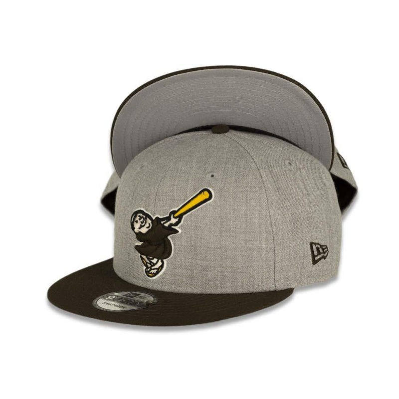 San Diego Padres New Era MLB 9FIFTY 950 Snapback Cap Hat Heather Gray Crown Brown Visor “Swinging Friar” Logo