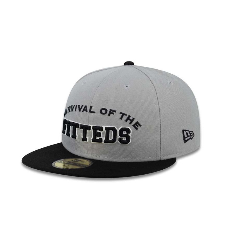 Survival of the Fitteds New Era 59FIFTY 5950 Fitted Cap Hat Gray Crown Black Visor Black/White Logo