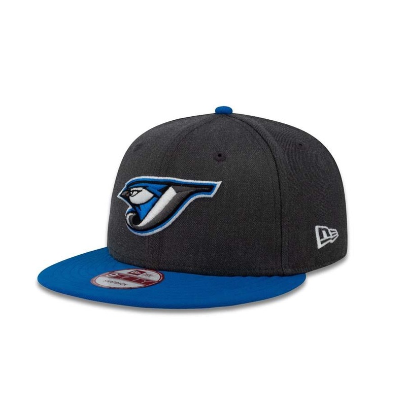 Toronto Blue Jays New Era MLB 9FIFTY 950 Snapback Cap Hat Heather Dark Gray Crown Blue Visor Retro Logo