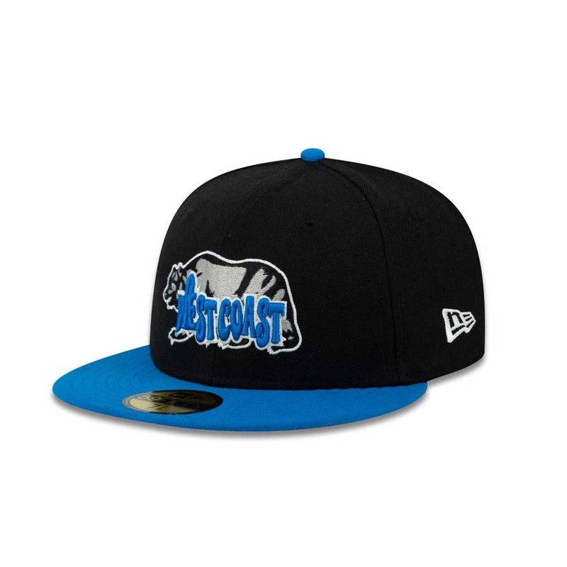 West Coast Bear New Era 59FIFTY 5950 Fitted Cap Hat Black Crown Blue Visor