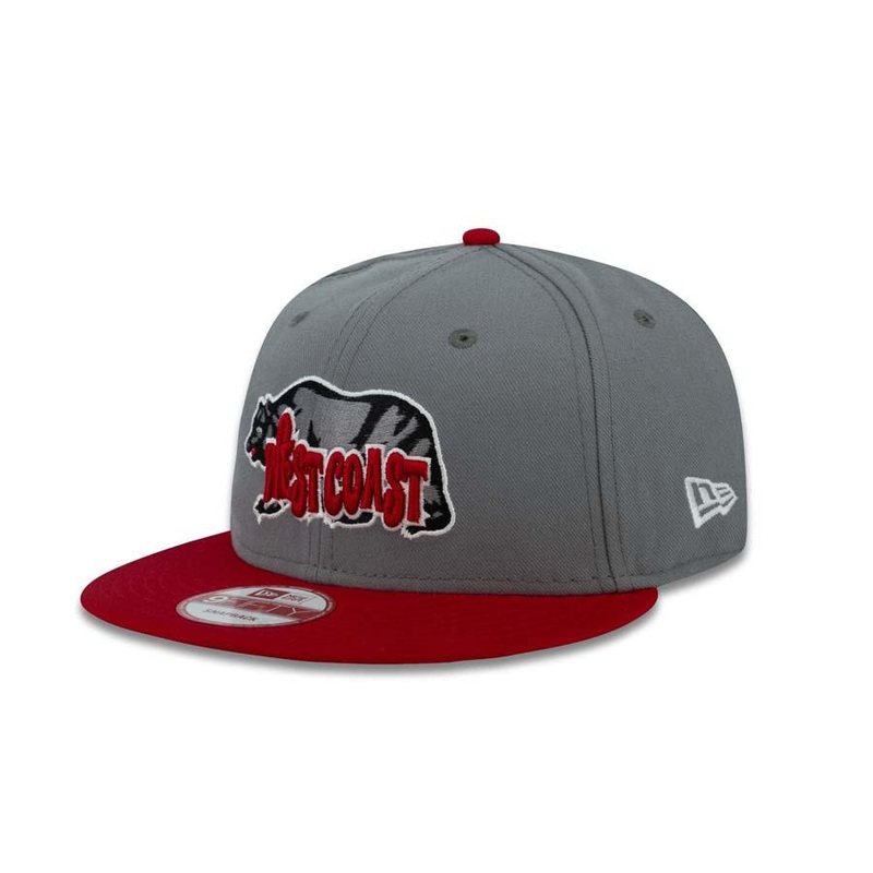 West Coast Bear New Era 9FIFTY 950 Snapback Cap Hat Dark Gray Crown Red Visor