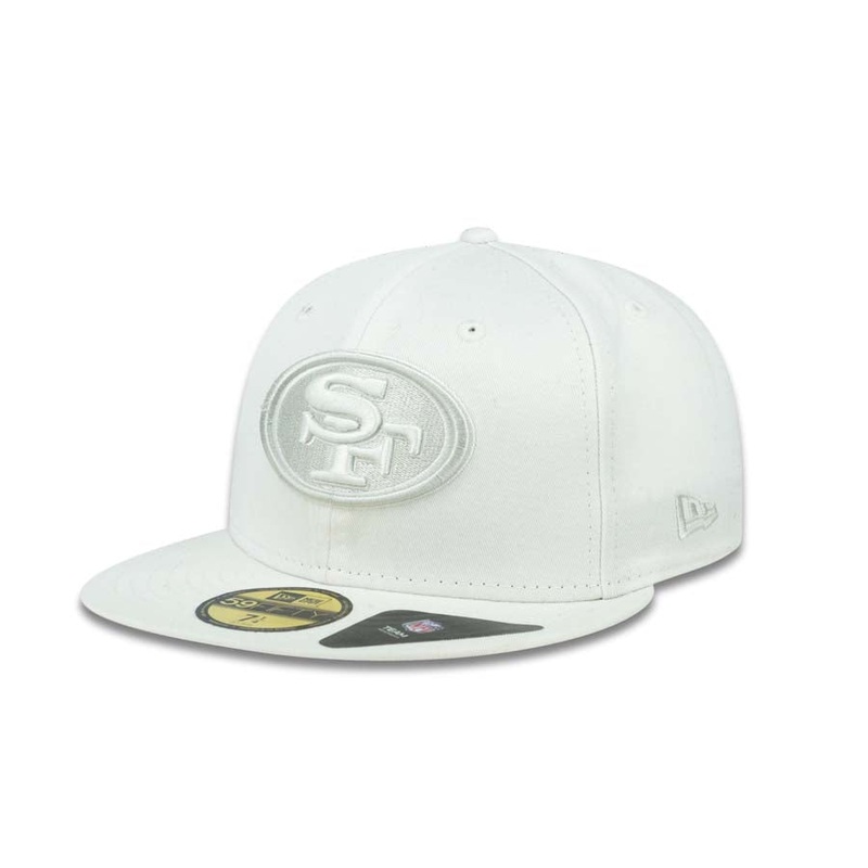 San Francisco 49ers New Era 59FIFTY 5950 Fitted Cap Hat White Crown/Visor White/Gray Logo