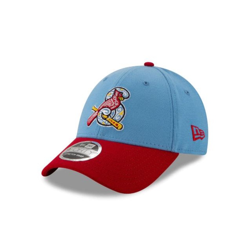 Spring Field Cardinals New Era MiLB 9FORTY 940 Adjustable Cap Hat Sky Blue Crown Red Visor “Bird” Logo