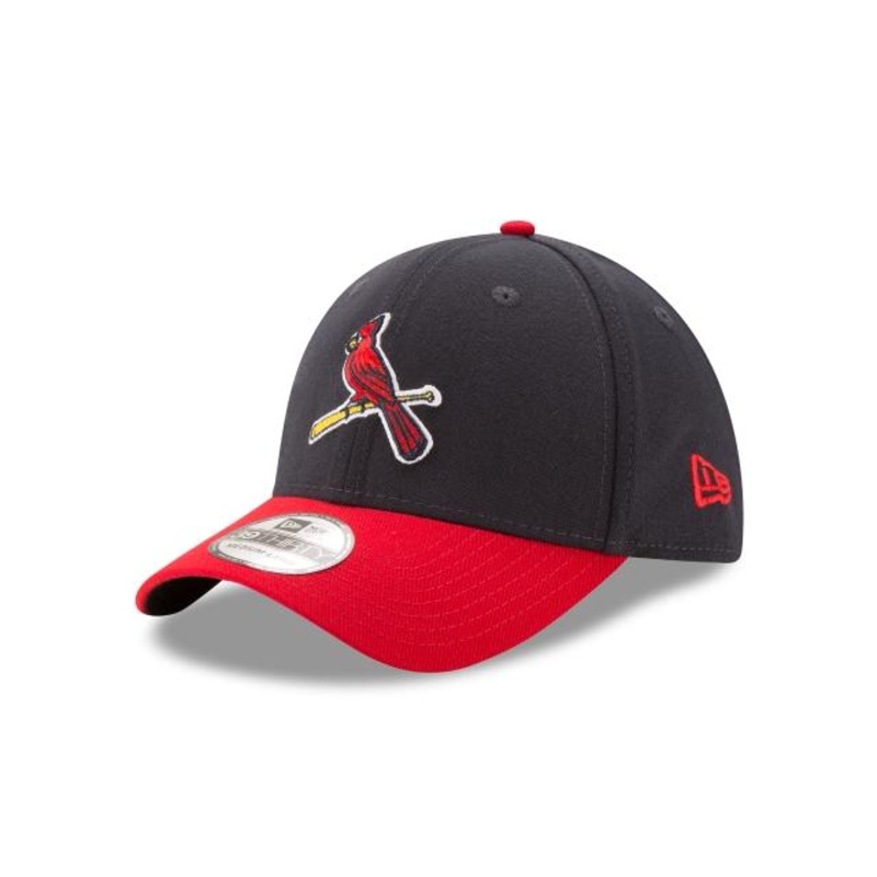 St. Louis Cardinals New Era 39THIRTY 3930 Flexfit Cap Hat Navy Blue Crown Red Visor Team Color “Bird” Logo