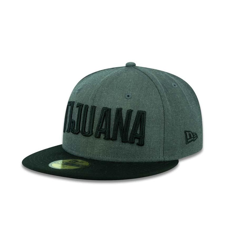 Tijuana Toros New Era LMB 59FIFTY 5950 Fitted Cap Hat Heather Dark Gray Crown Black Visor Black “TIJUANA” Logo