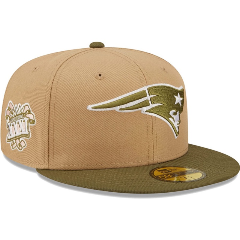 New Era New England Patriots Super Bowl XXXI Saguaro Tan/Olive 59FIFTY Fitted Hat