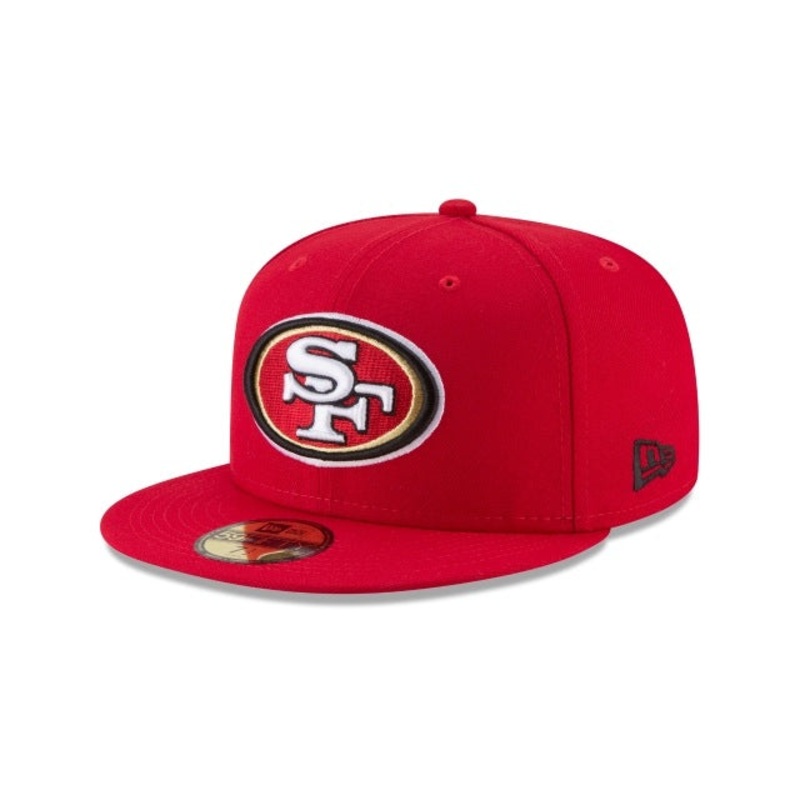 San Francisco 49ers New Era NFL 59FIFTY 5950 Fitted Sideline Cap Hat Red Crown/Visor Team Color Logo