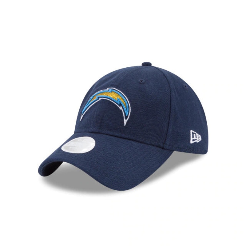 (Women) Los Angeles Chargers New Era NFL 9TWENTY 920 Adjustable Cap Hat Navy Crown/Visor Glisten Team Color Logo