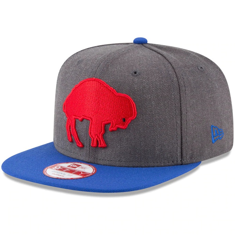 Buffalo Bills New Era NFL 9FIFTY 950  Core Classic Snapback Cap Hat Heather Dark Gray Crown Royal Blue Visor Red Team Color Retro Logo