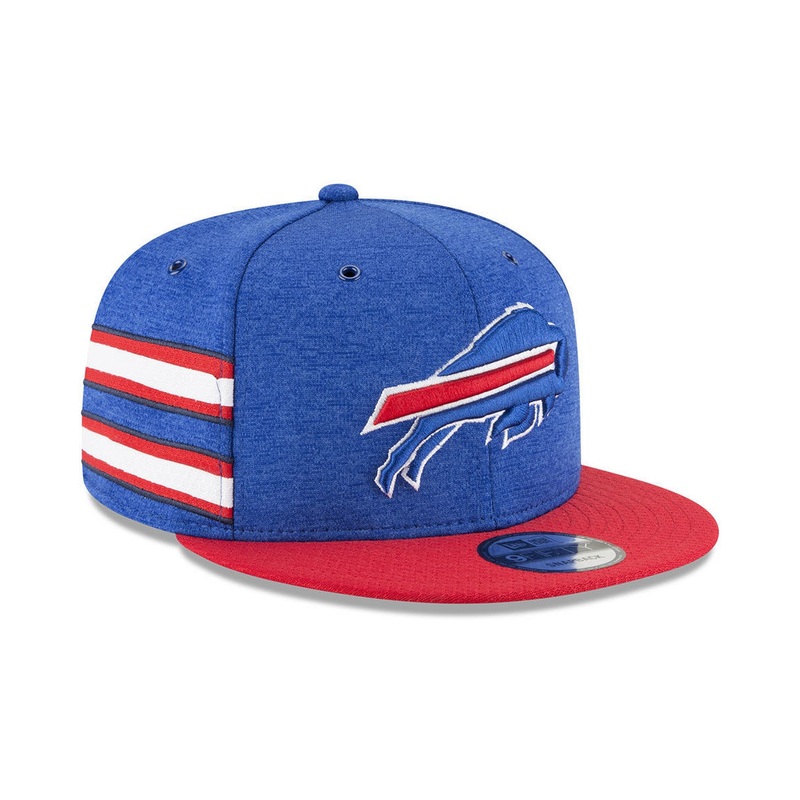 Buffalo Bills New Era NFL 9FIFTY 950 Snapback 2018 Sideline Cap Hat Royal Blue Crown Red Visor Team Color Logo