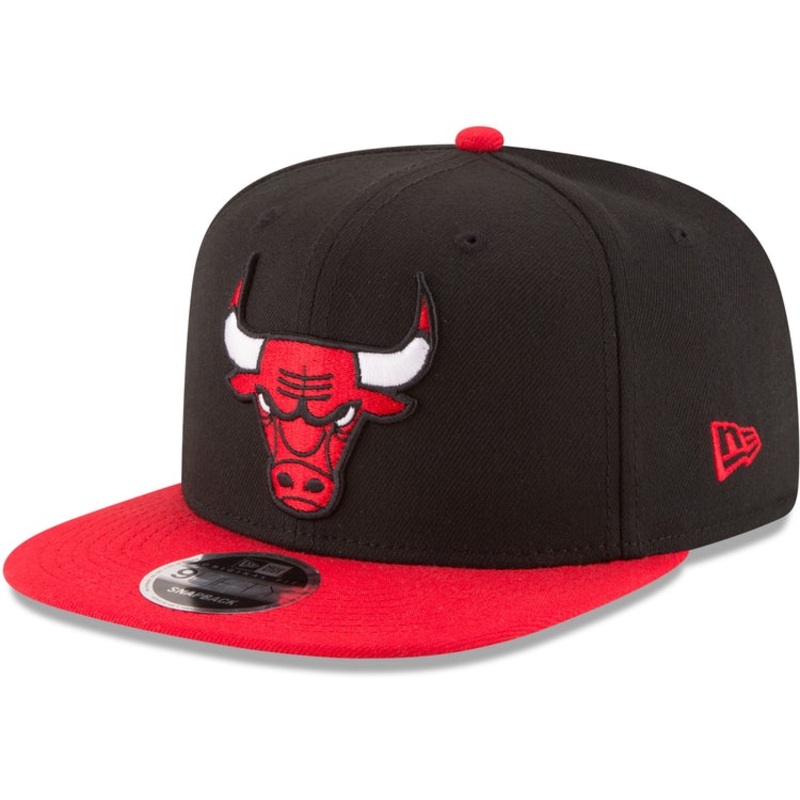 Chicago Bulls New Era NBA 9FIFTY 950 Original Fit Snapback Cap Hat Black Crown Red Visor Team Color Logo