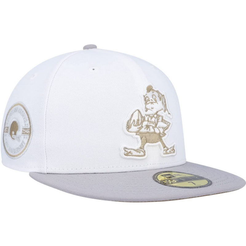New Era White/Gray Cleveland Browns 75th Anniversary Gold Undervisor 59FIFTY Fitted Hat