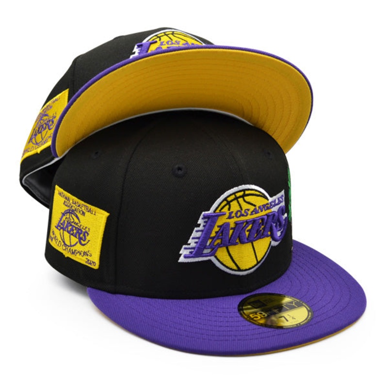 New Era Los Angeles Lakers 2020 World Champions Black/Purple/Yellow UV 59FIFTY Fitted Hat