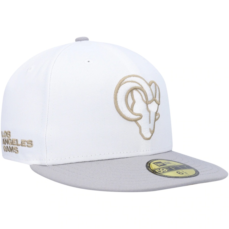 New Era White/Gray Los Angeles Rams Gold Undervisor 59FIFTY Fitted Hat