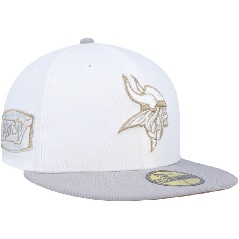 New Era White/Gray Minnesota Vikings 45th Anniversary Gold Undervisor 59FIFTY Fitted Hat