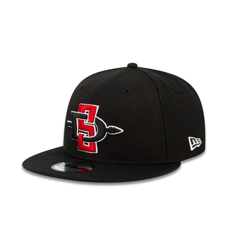 San Diego State Aztecs New Era College 9FIFTY 950 Snapback Cap Hat Black Crown/Visor Team Color Logo Gray UV