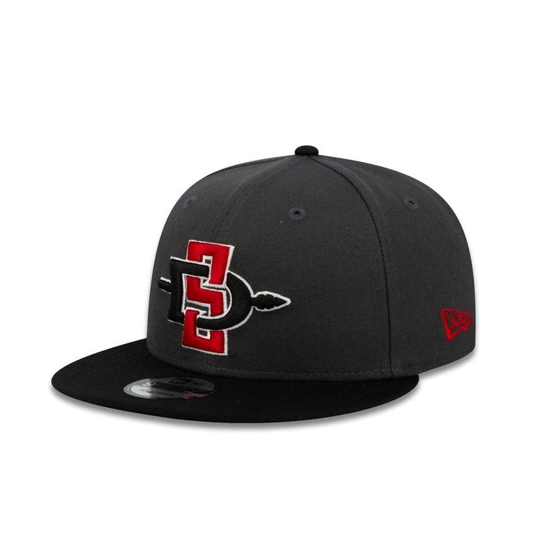 San Diego State Aztecs New Era College 9FIFTY 950 Snapback Cap Hat Dark Gray Crown Black Visor Team Color Logo