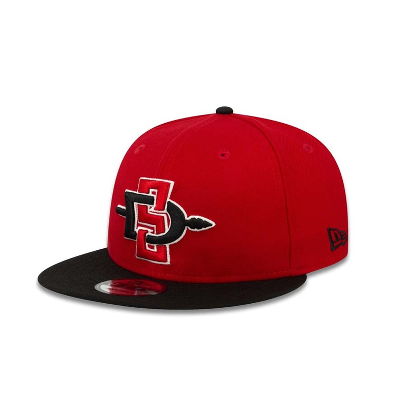 San Diego State Aztecs New Era College 9FIFTY 950 Snapback Cap Hat Red Crown Black Visor Team Color Logo