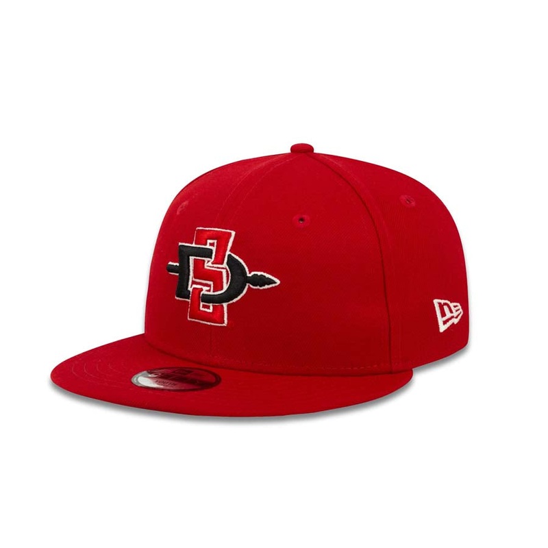 (Youth) San Diego State Aztecs New Era College 9FIFTY 950 Kid Snapback Cap Hat Red Crown/Visor Team Color Logo