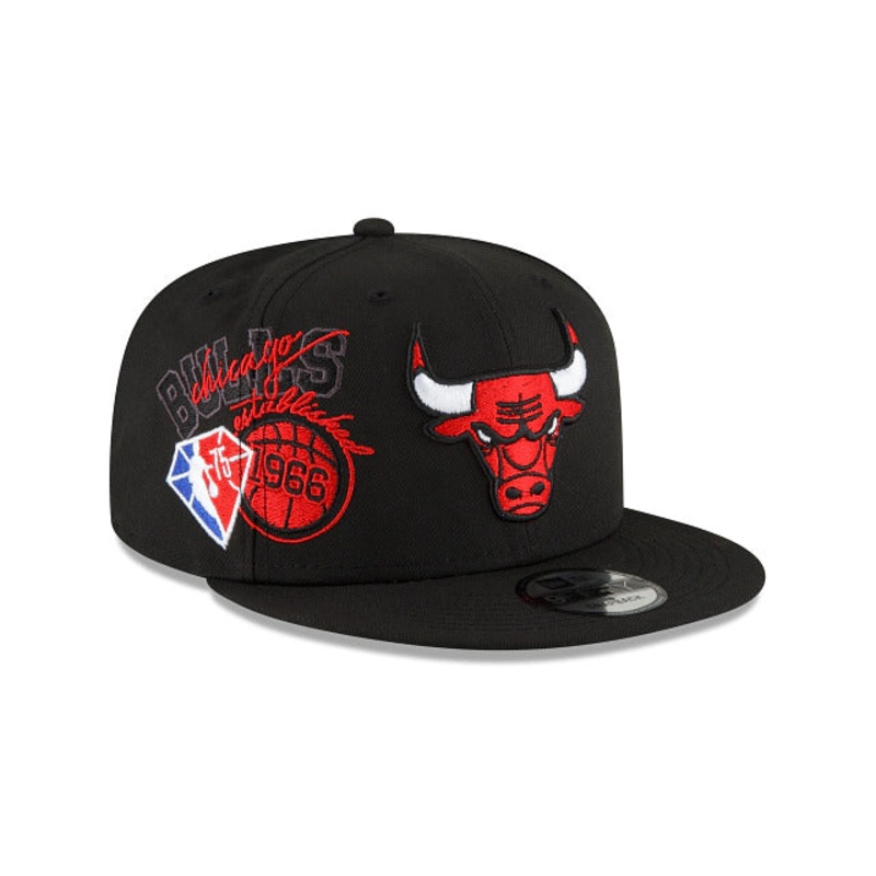 Chicago Bulls New Era NBA 9FIFTY 950 Snapback Back Half Cap Hat Black Crown/Visor Team Color Logo