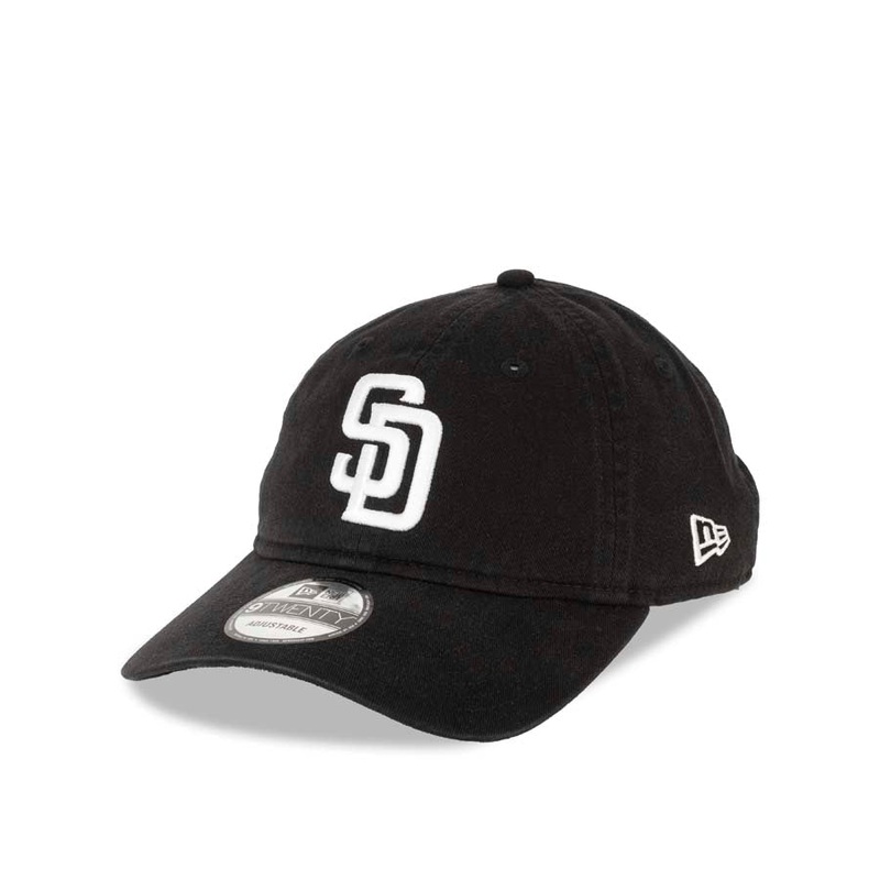 San Diego Padres New Era MLB 9TWENTY 920 Adjustable Cap Hat Black Crown/Visor White Logo