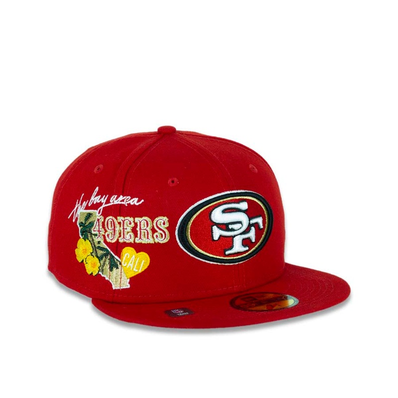 San Francisco 49ers New Era NFL 59FIFTY 5950 Fitted Cap Hat Red Crown/Visor Team Color (Logo City Cluster)
