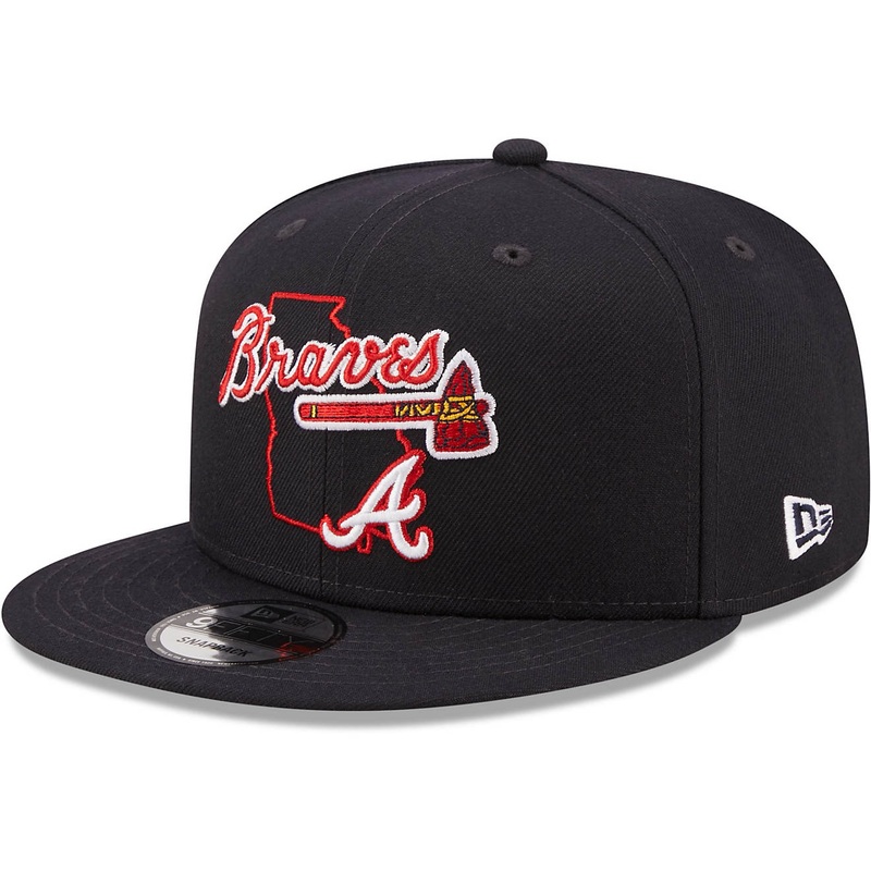 Atlanta Braves New Era MLB 9FIFTY 950 Snapback Cap Hat Navy Crown/Visor Team Color Logo (Logo State)