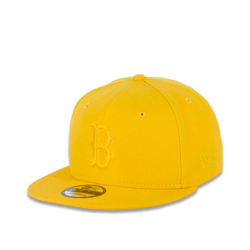 Boston Red Sox New Era MLB 9FIFTY 950 Snapback Cap Hat Yellow Crown/Visor Yellow Logo (Color Pack)